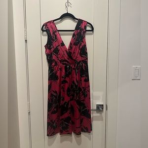NEXT hot pink/black cocktail midi dress size UK 8/US S or 6